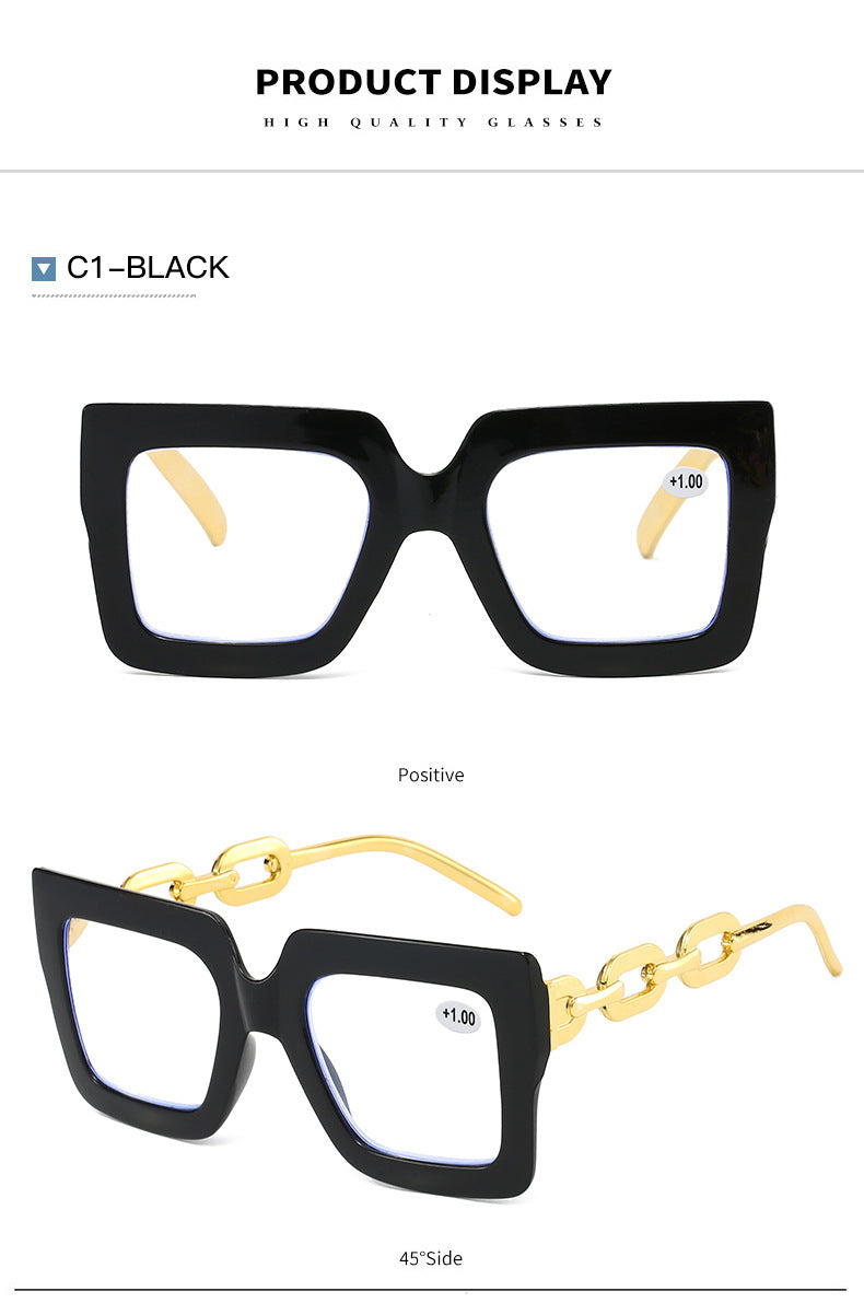 Lastday 70%OFF-Women’s Oversized Square Chain Reading Glasses(1set-6pcs)