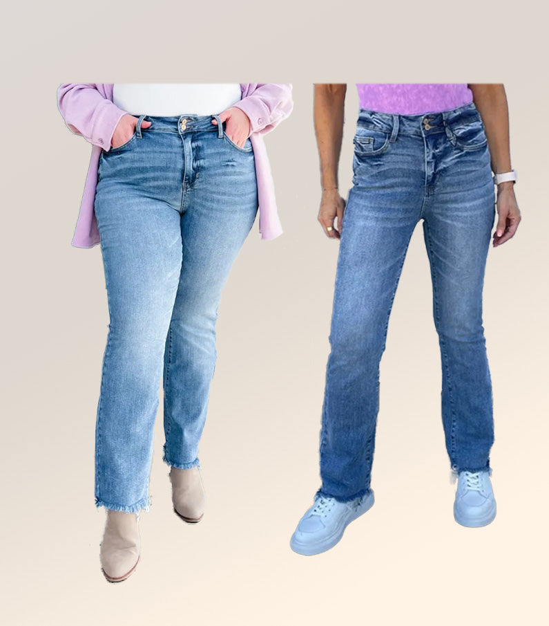 💝💝Vintage Double Button Frayed Hem Bootcut Jeans (Buy 2 Free Shipping)