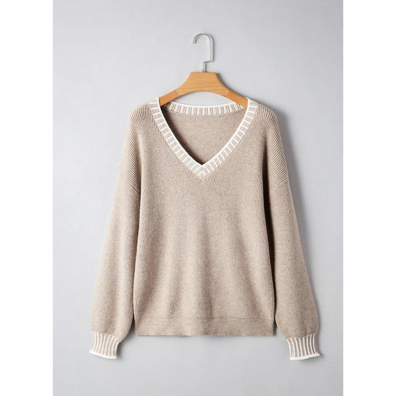Women's Casual V-neck Long-sleeved Cashmere Sweater