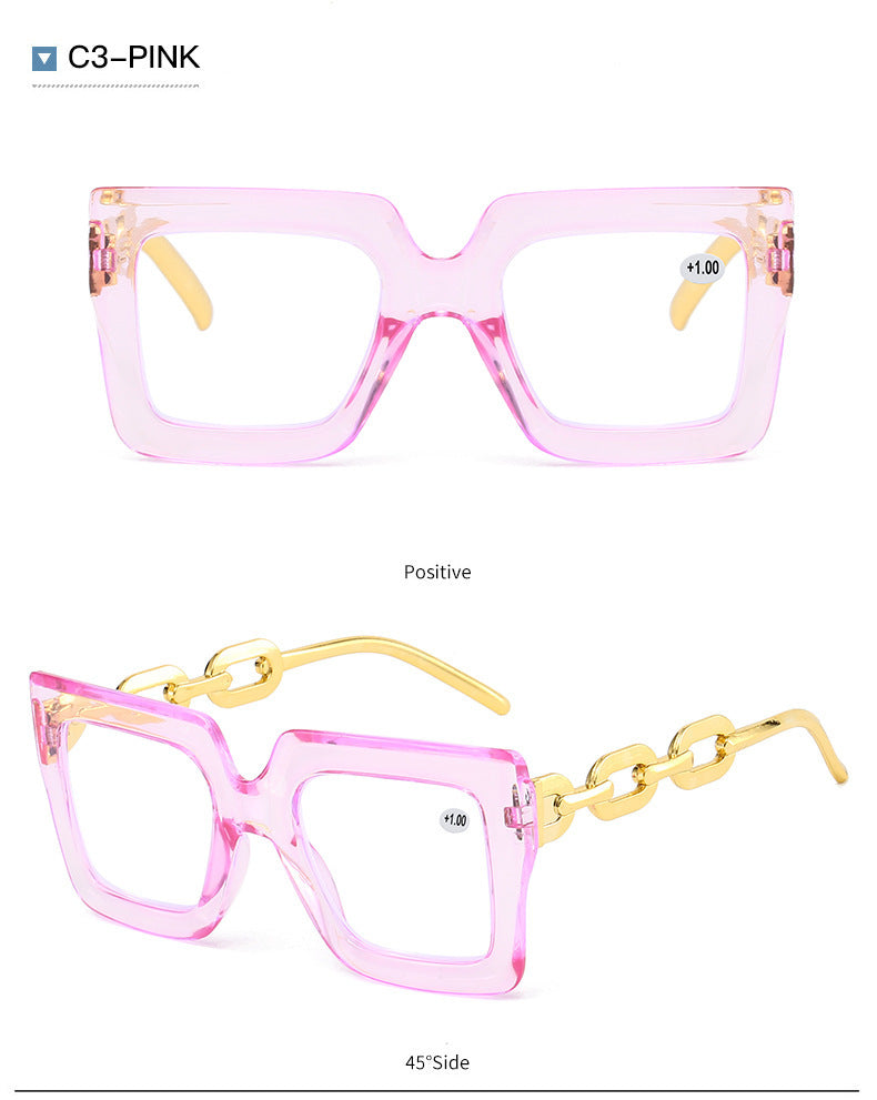 Lastday 70%OFF-Women’s Oversized Square Chain Reading Glasses(1set-6pcs)