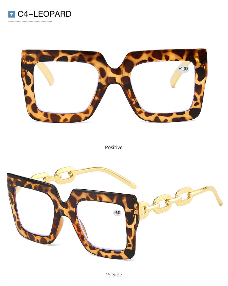 Lastday 70%OFF-Women’s Oversized Square Chain Reading Glasses(1set-6pcs)