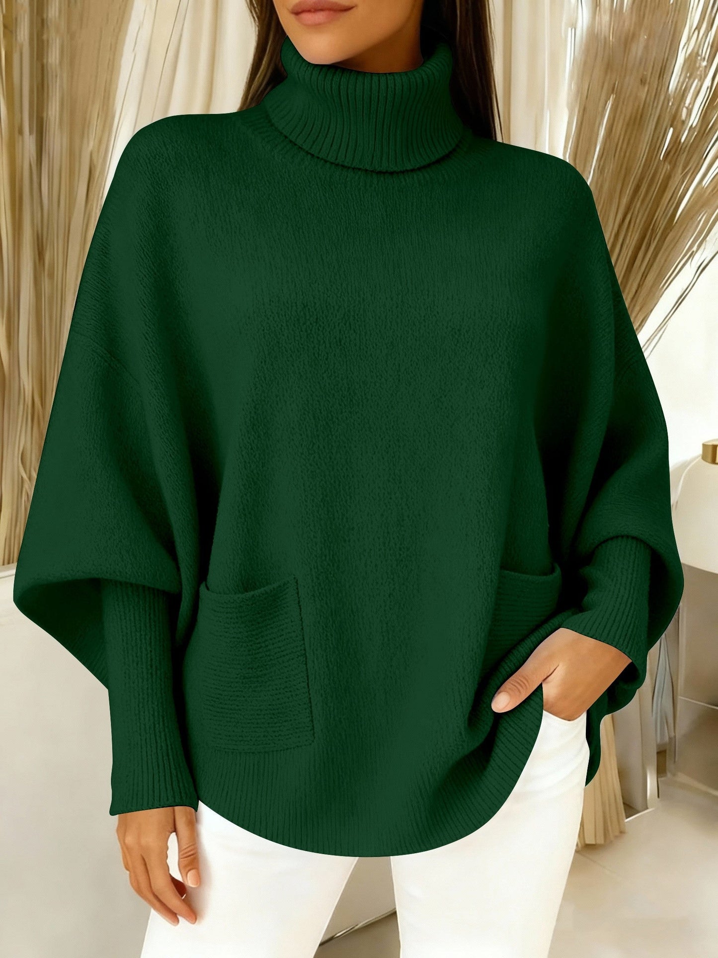 💝💝Women's fashionable casual solid-color high-neck sweater
