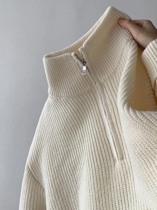 🎈🎈Clearance Sale-Half-Zip Stand Collar Cashmere Pullover Sweater