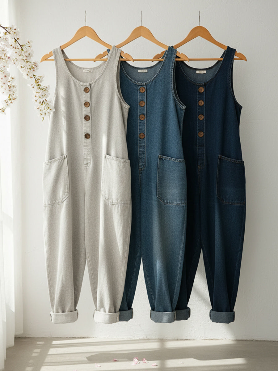 📦📦CLEARANCE SALE🔥 Women's Casual Cotton Vest and Denim Jumpsuit