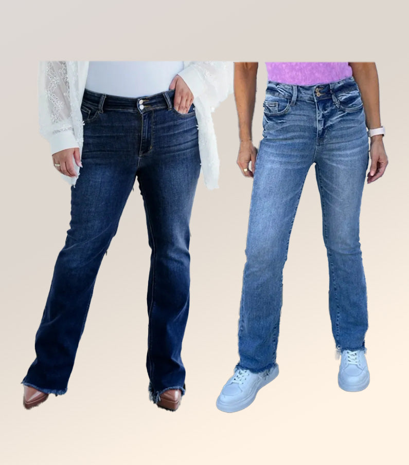 💝💝Vintage Double Button Frayed Hem Bootcut Jeans (Buy 2 Free Shipping)