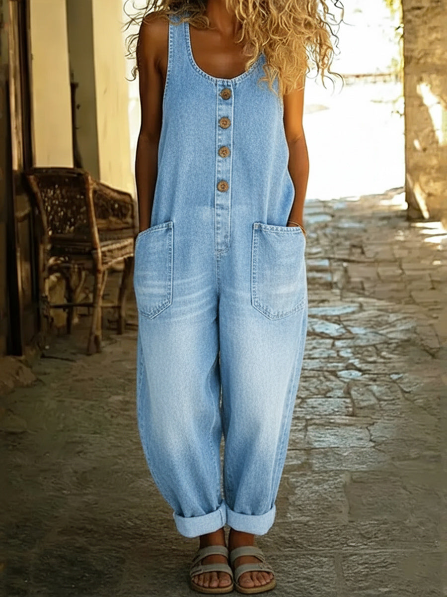 📦📦CLEARANCE SALE🔥 Women's Casual Cotton Vest and Denim Jumpsuit