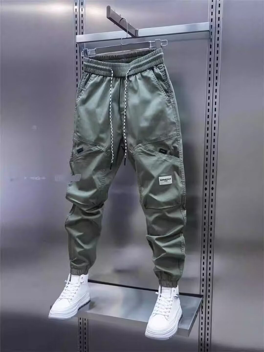 Trendy Men's Patchwork Denim Elastic Waist Jogger Harem Pants