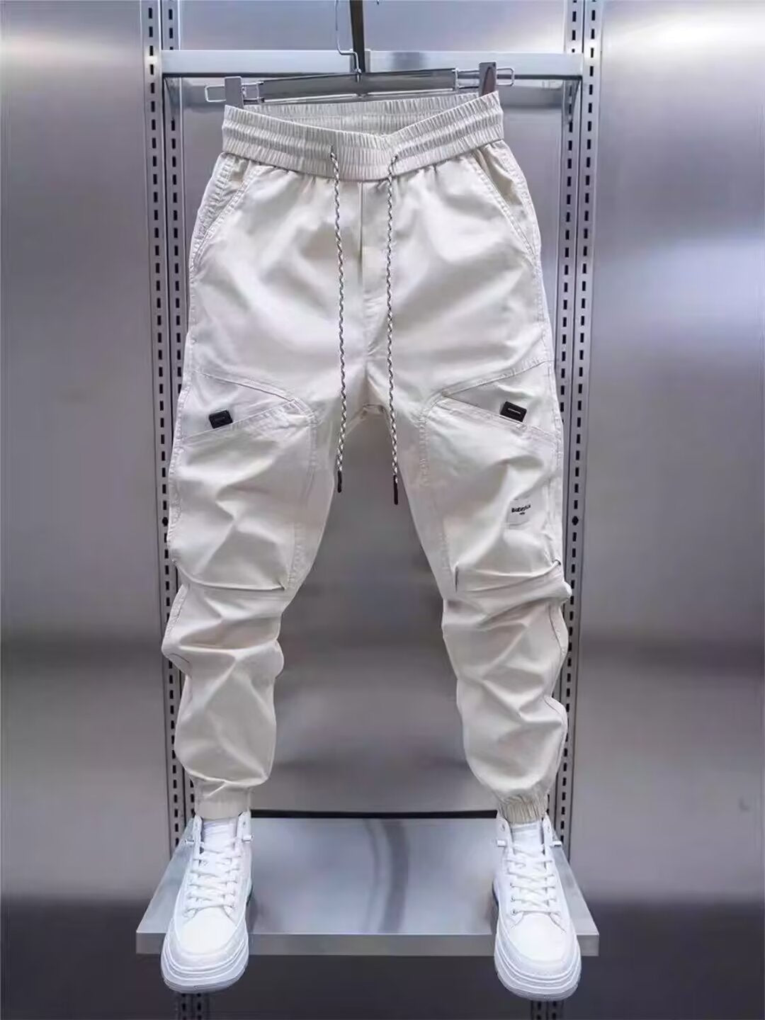Trendy Men's Patchwork Denim Elastic Waist Jogger Harem Pants