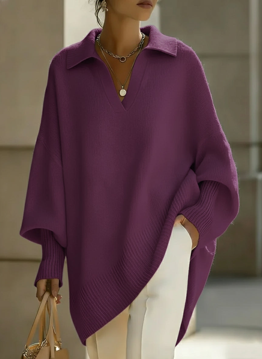 📦📦 New Arrivals🔥 Women's Solid Color V-neck Long-sleeved Casual Loose-fitting Knitted Pullover Sweater