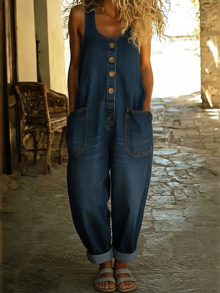 📦📦CLEARANCE SALE🔥 Women's Casual Cotton Vest and Denim Jumpsuit