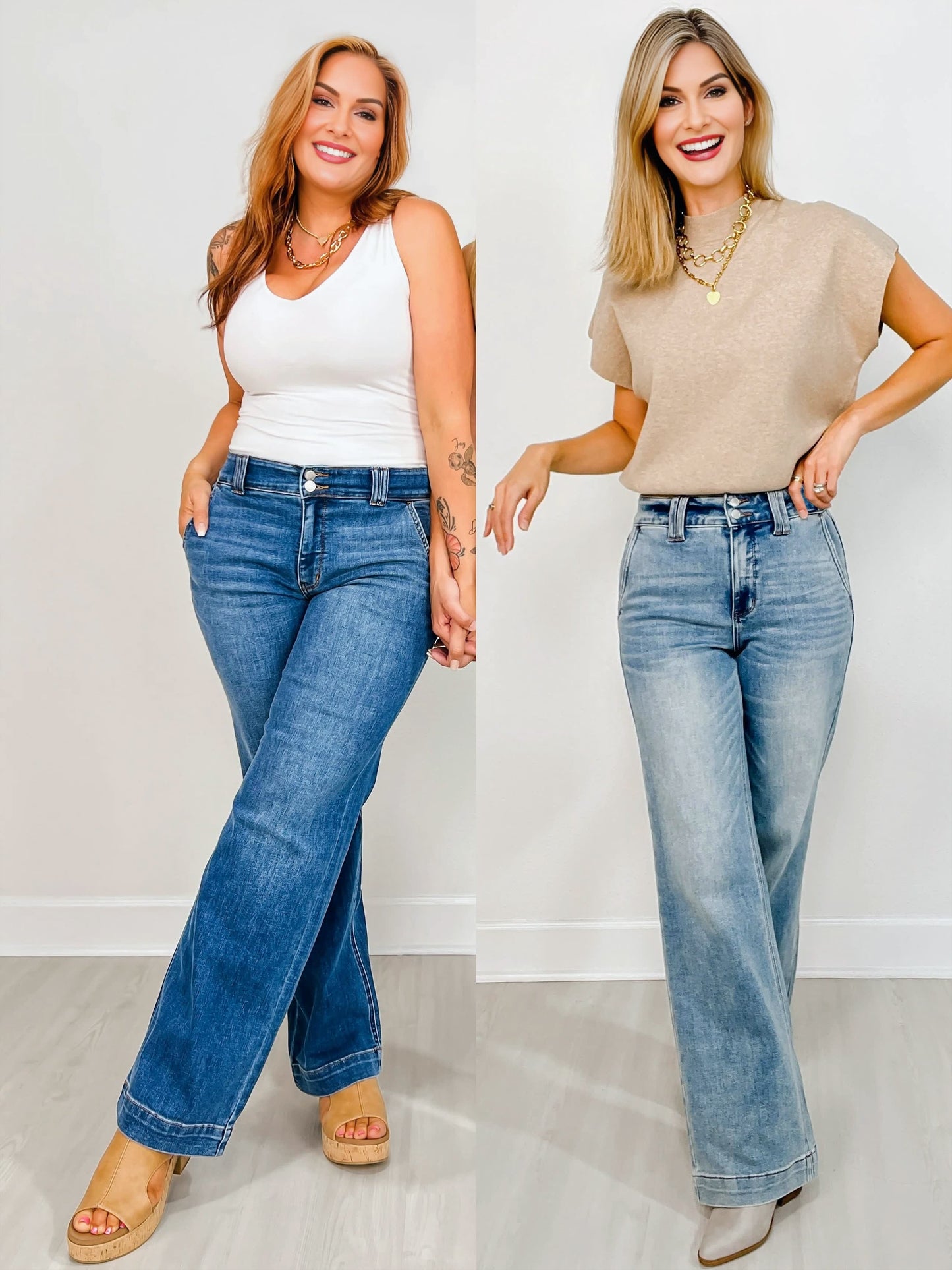💝💝Judy High Rise Double Button Wide Leg Jeans (Buy 2 Free Shipping)