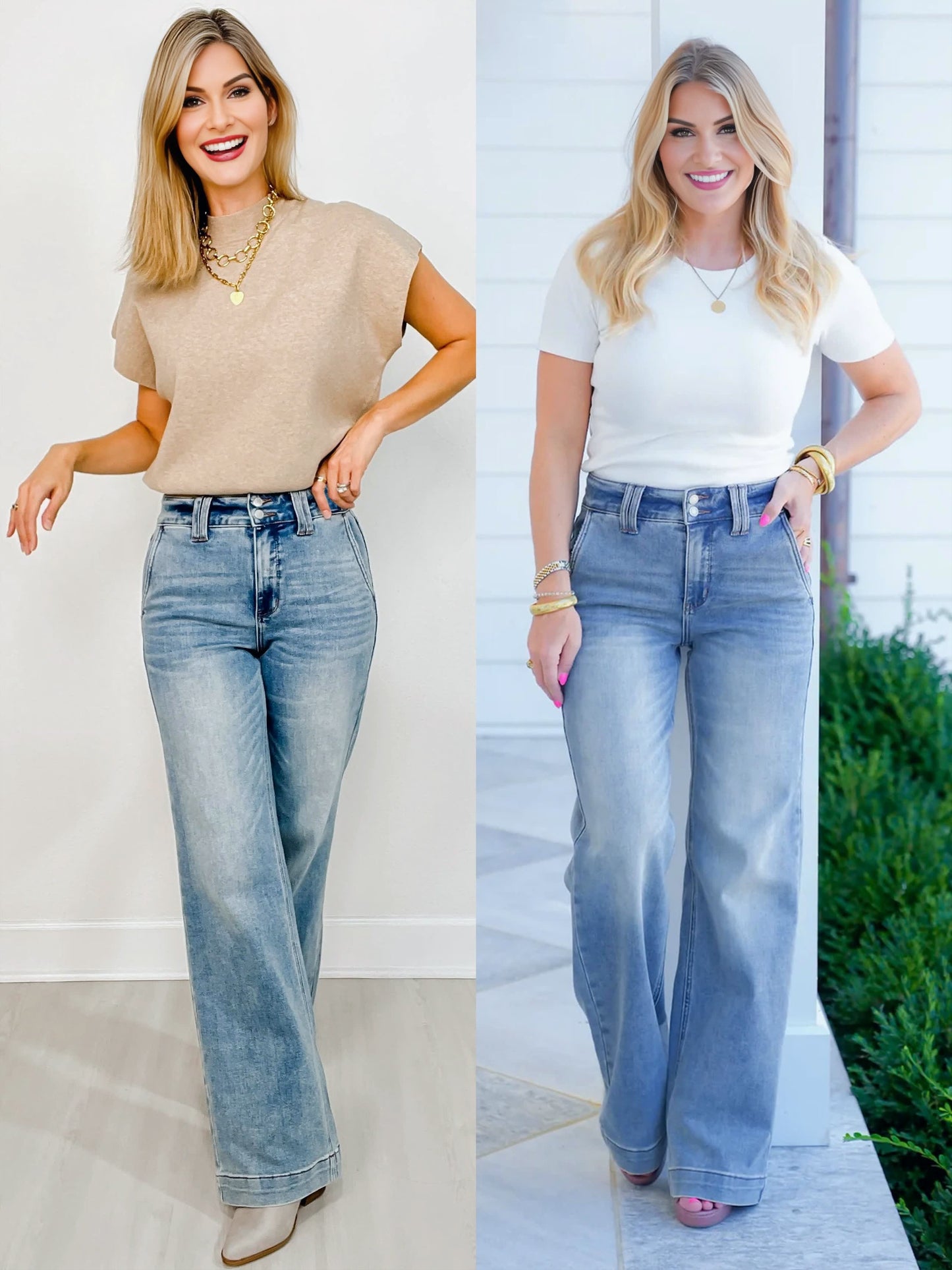 💝💝Judy High Rise Double Button Wide Leg Jeans (Buy 2 Free Shipping)