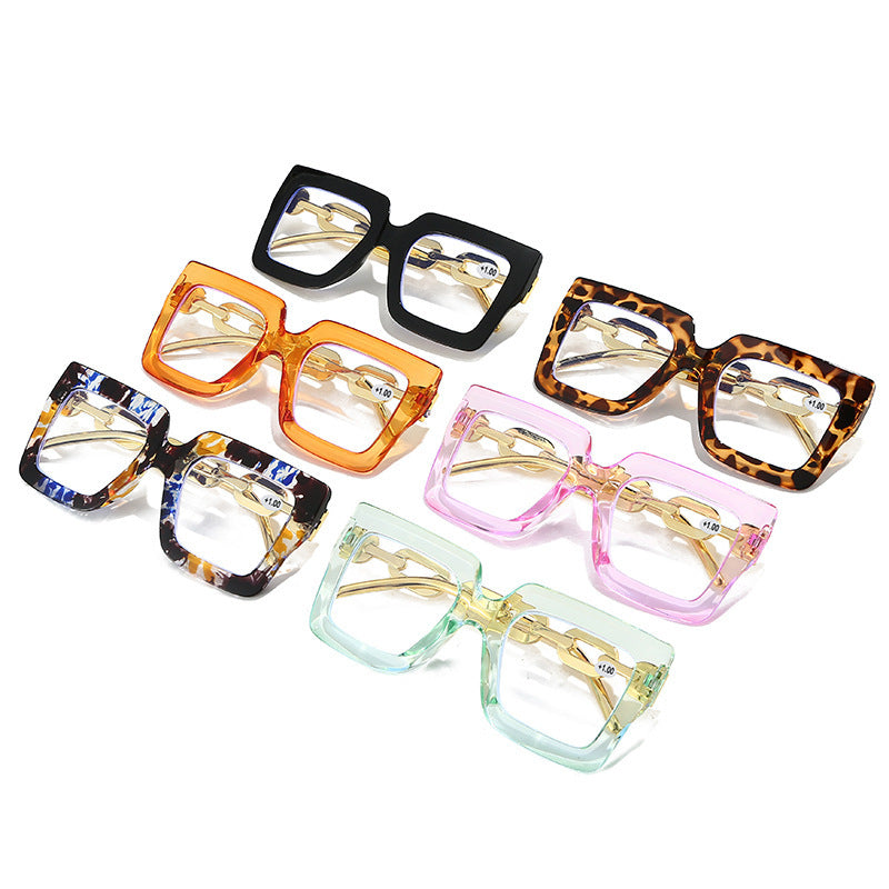Lastday 70%OFF-Women’s Oversized Square Chain Reading Glasses(1set-6pcs)