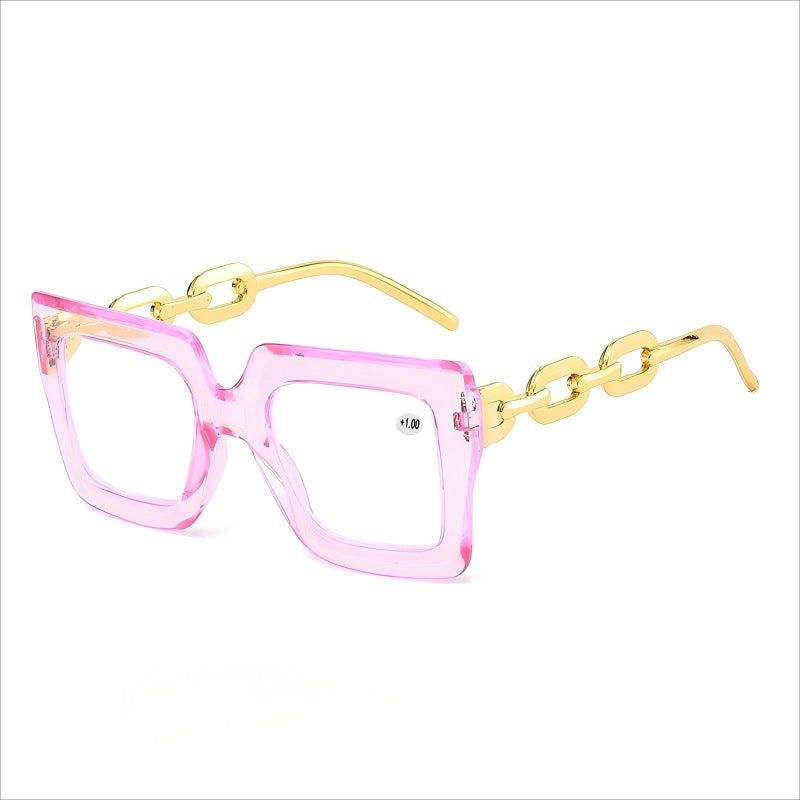 Lastday 70%OFF-Women’s Oversized Square Chain Reading Glasses(1set-6pcs)