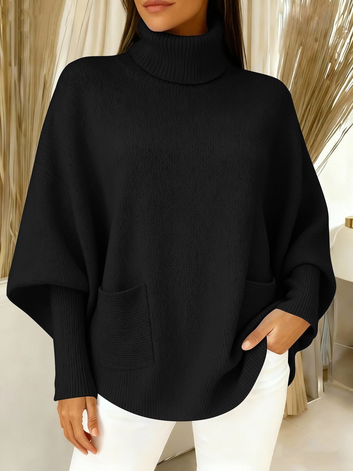 💝💝Women's fashionable casual solid-color high-neck sweater