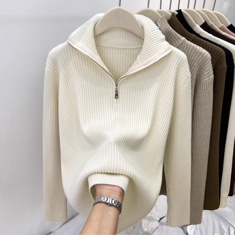 🎈🎈Clearance Sale-Half-Zip Stand Collar Cashmere Pullover Sweater