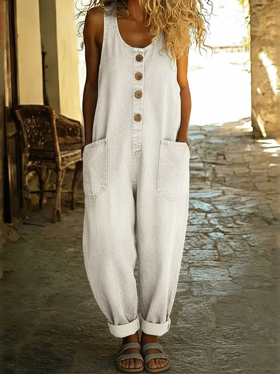 📦📦CLEARANCE SALE🔥 Women's Casual Cotton Vest and Denim Jumpsuit