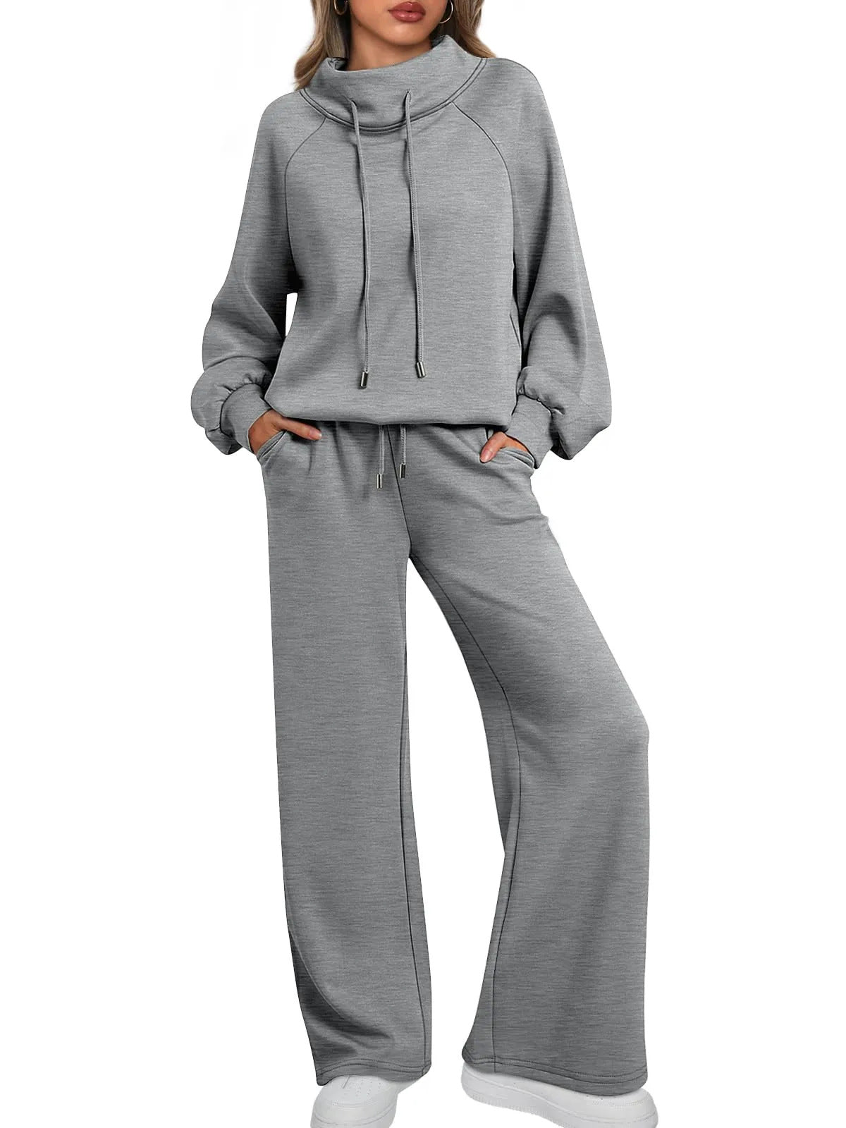 💝💝Women's Cotton Holiday Casual Crew Neck Drawstring Sweatshirt Set