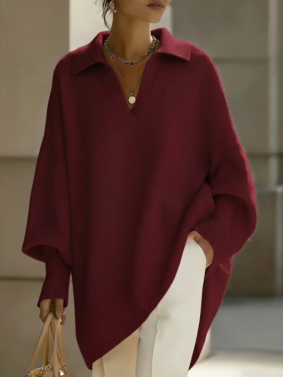 📦📦 New Arrivals🔥 Women's Solid Color V-neck Long-sleeved Casual Loose-fitting Knitted Pullover Sweater