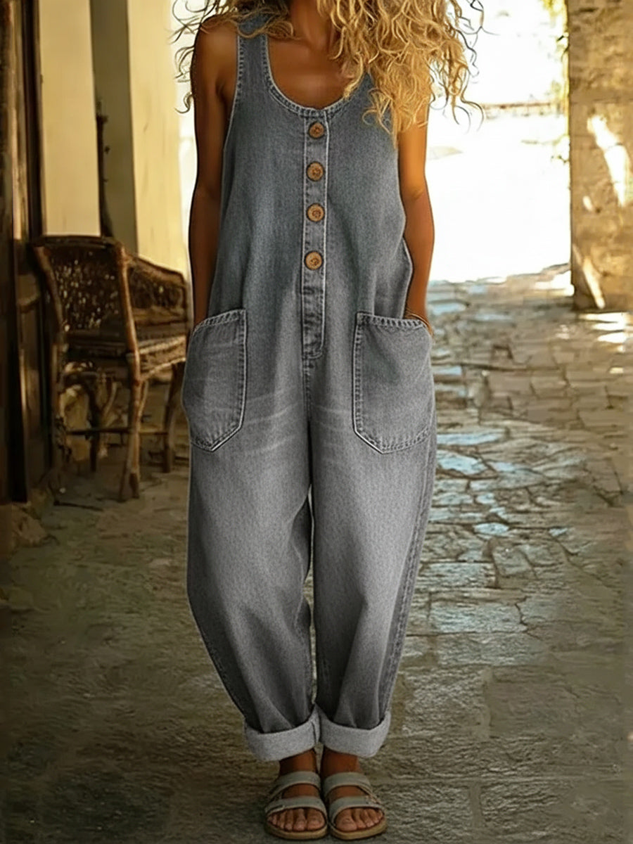 📦📦CLEARANCE SALE🔥 Women's Casual Cotton Vest and Denim Jumpsuit