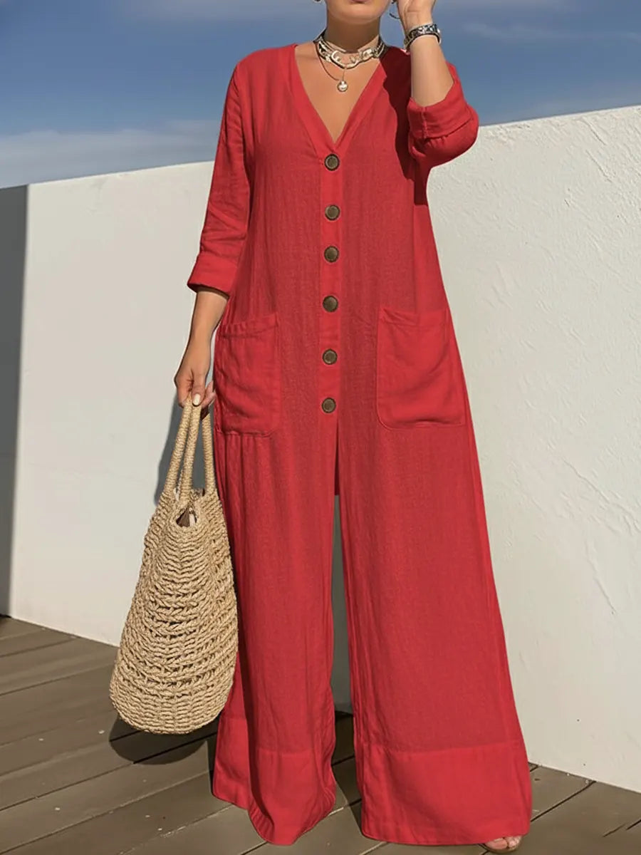 📦📦LAST DAY 45% OFF✨Women's Cozy And Casual Linen And Cotton Jumpsuit