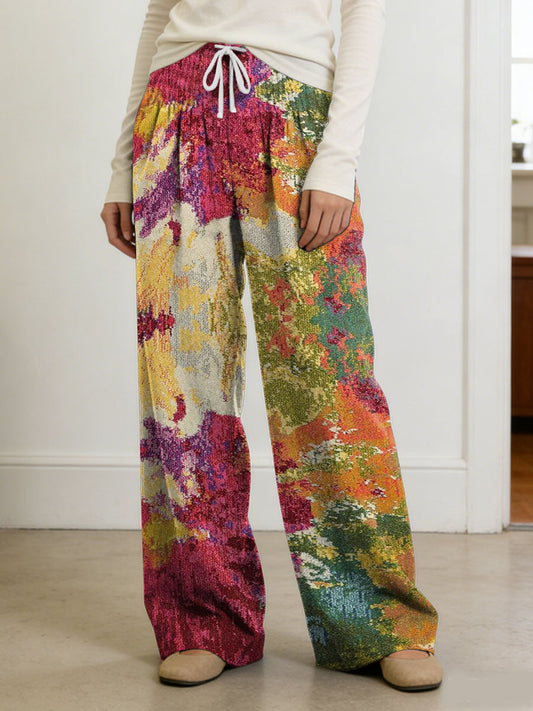 💝💝Colorful Gradient Decorative Patterns Decorative Pattern Women's Casual Side Pockets Pants