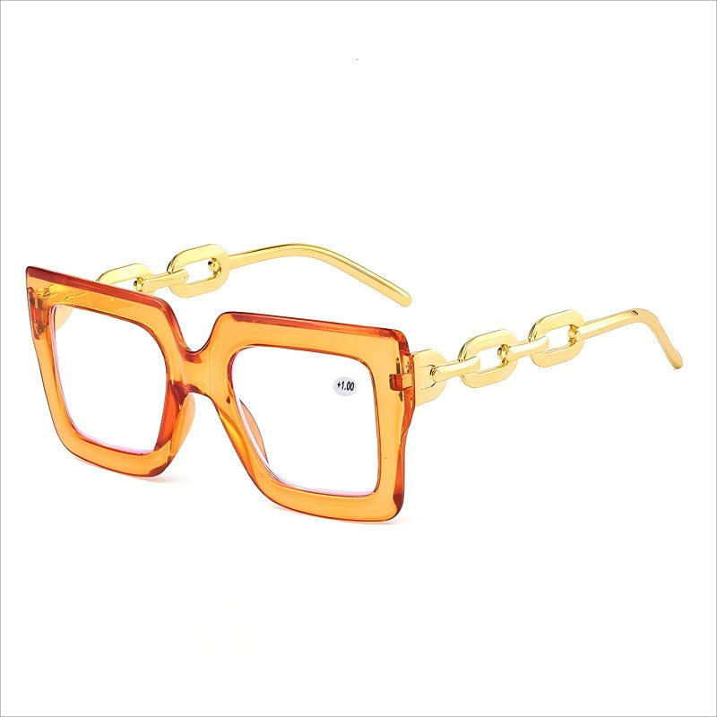 Lastday 70%OFF-Women’s Oversized Square Chain Reading Glasses(1set-6pcs)