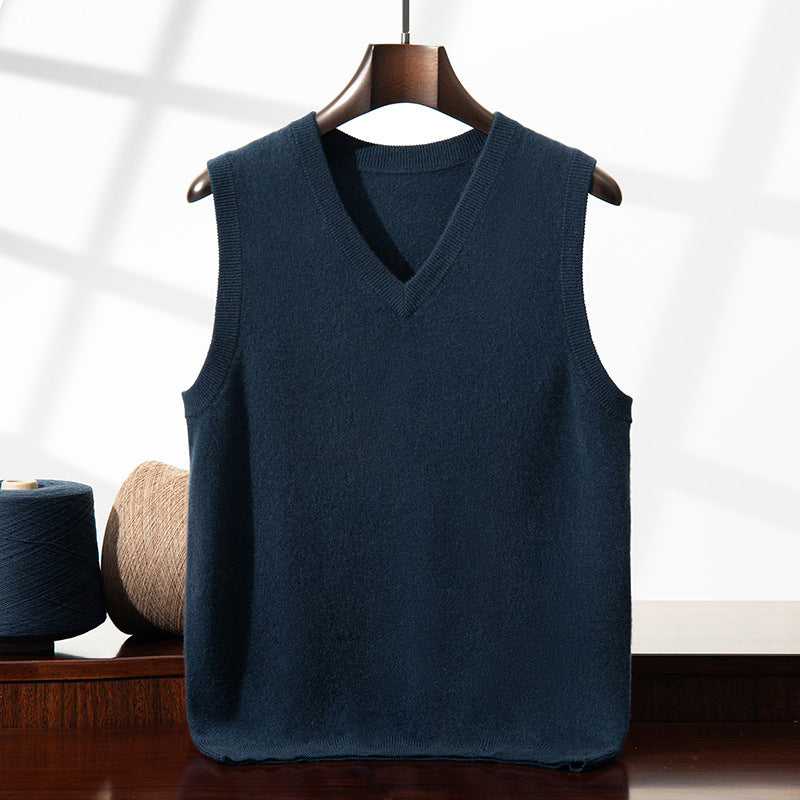 Men's Classic Sleeveless Sweater Vest Casual Pullover Cotton Top Wearing Tops for Outside School Dates