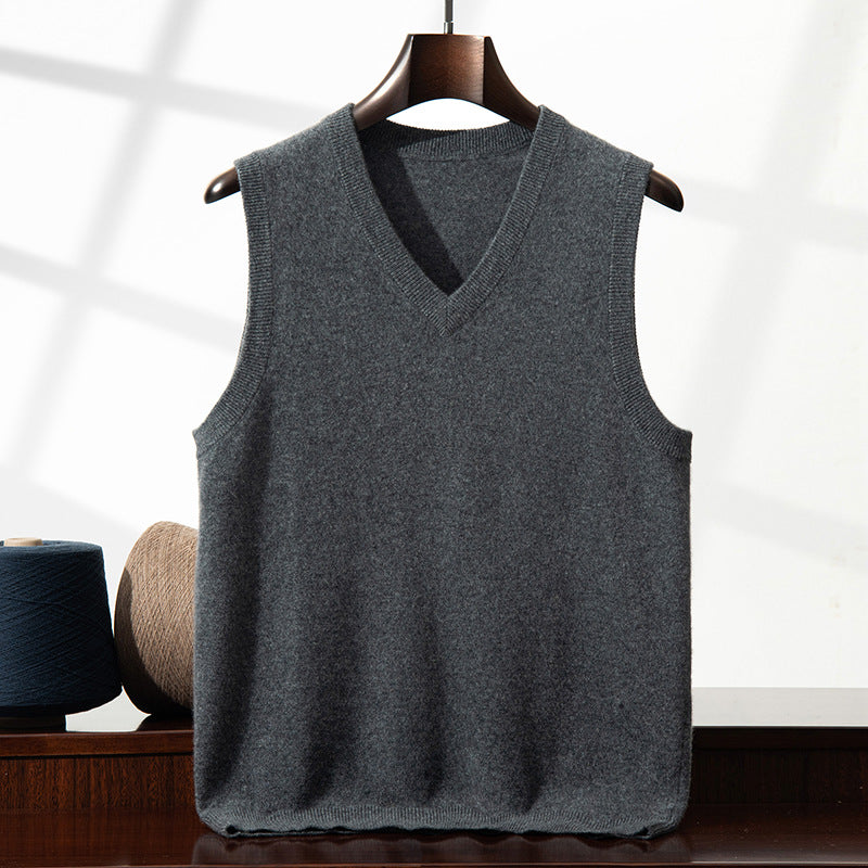 Men's Classic Sleeveless Sweater Vest Casual Pullover Cotton Top Wearing Tops for Outside School Dates